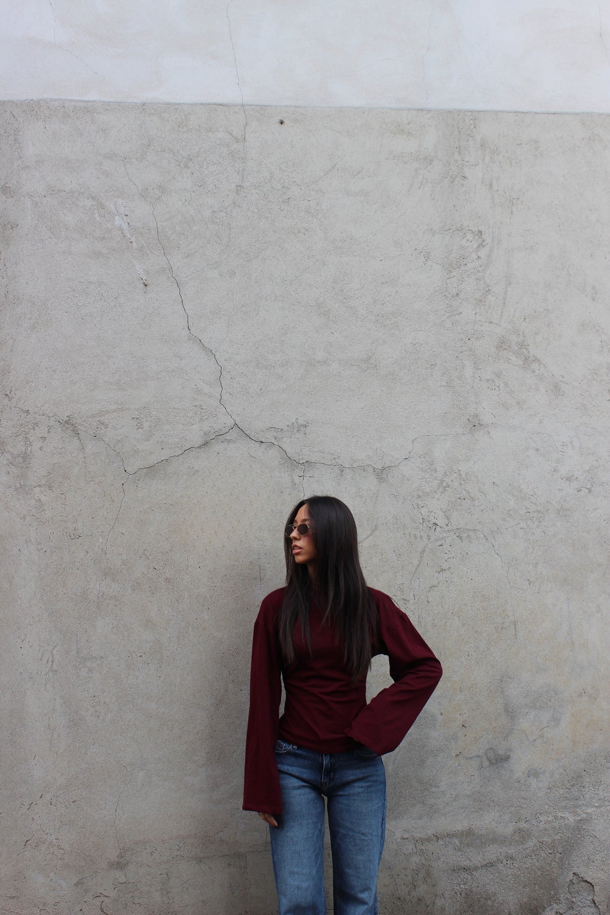 Maglia midi longesleeve bordeaux