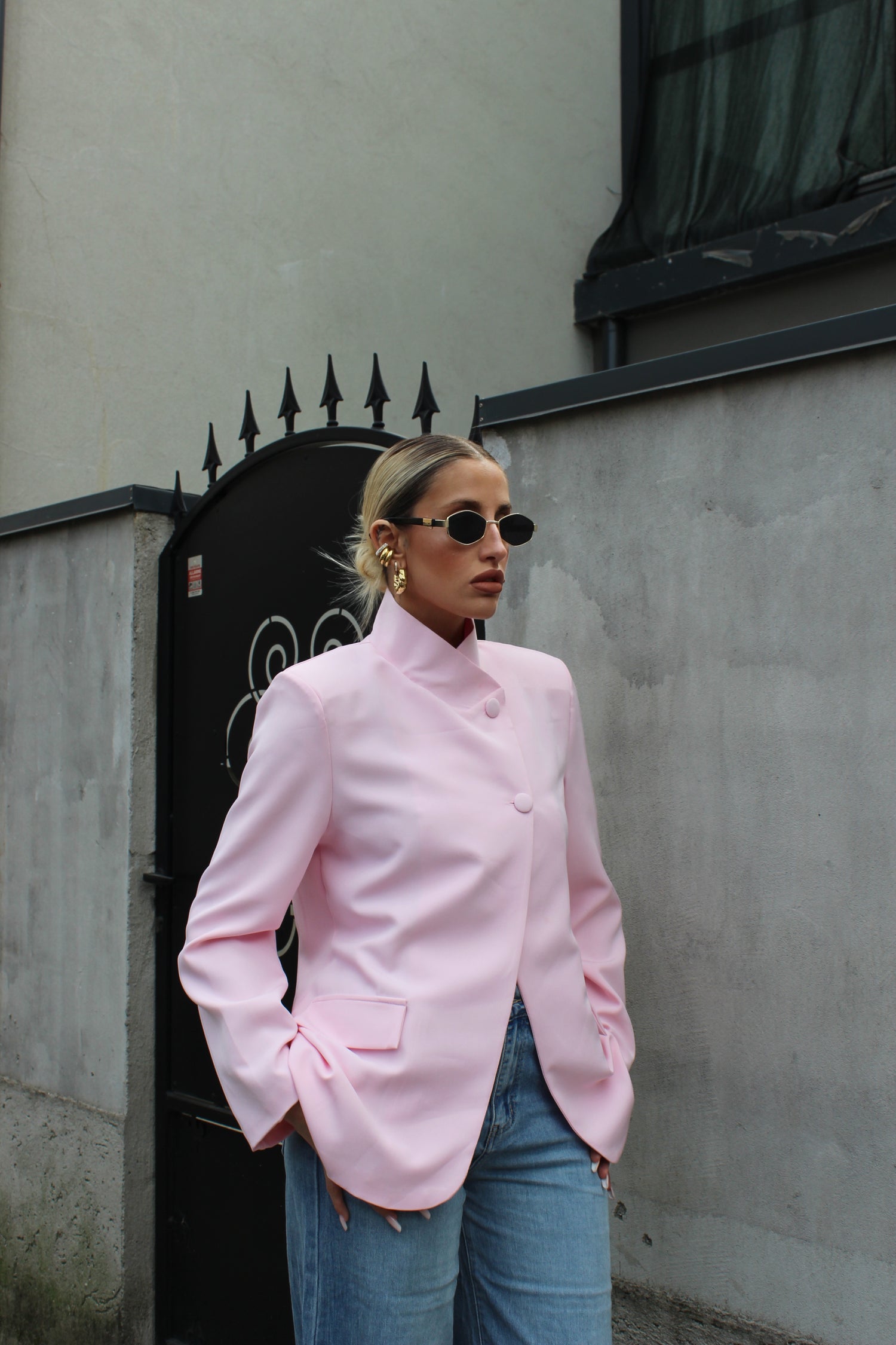 Blazer con chiusura laterale Rosa