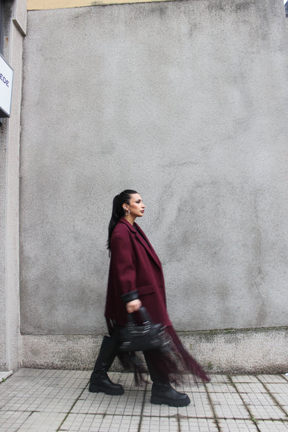Cappotto Lumina Frange Bordeaux
