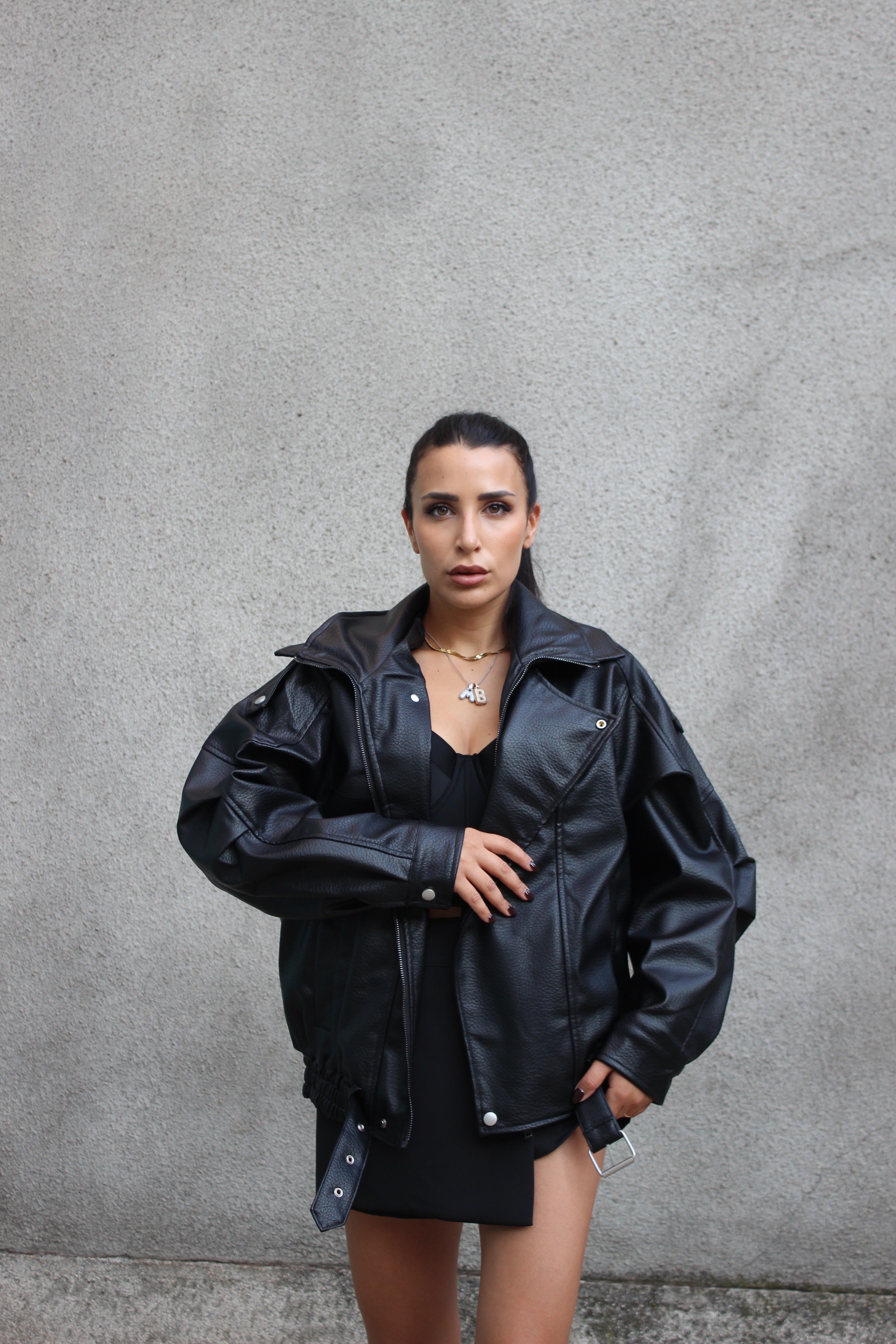 Bomber Ecopelle Nero