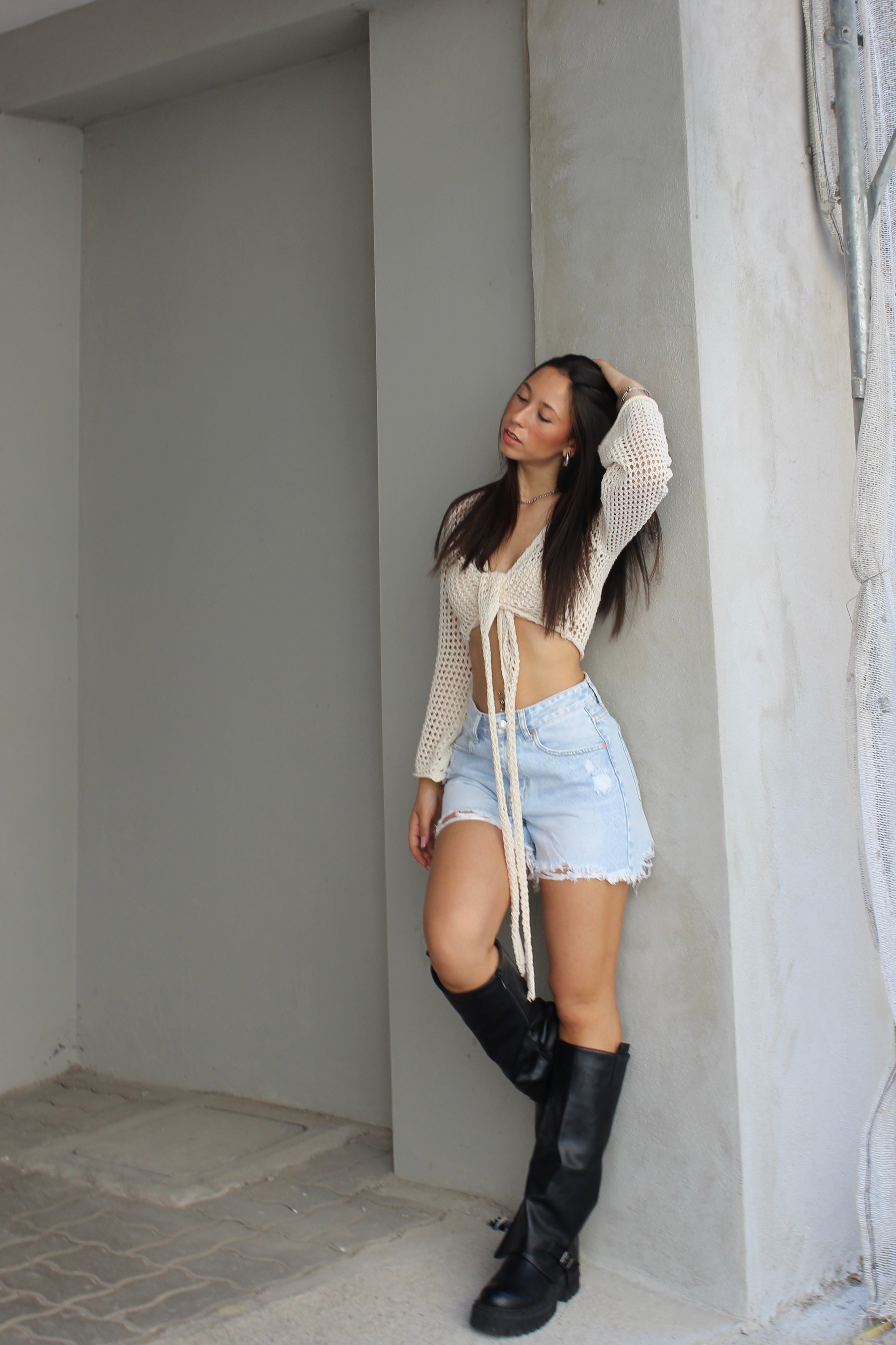 Maglia Crochet Panna
