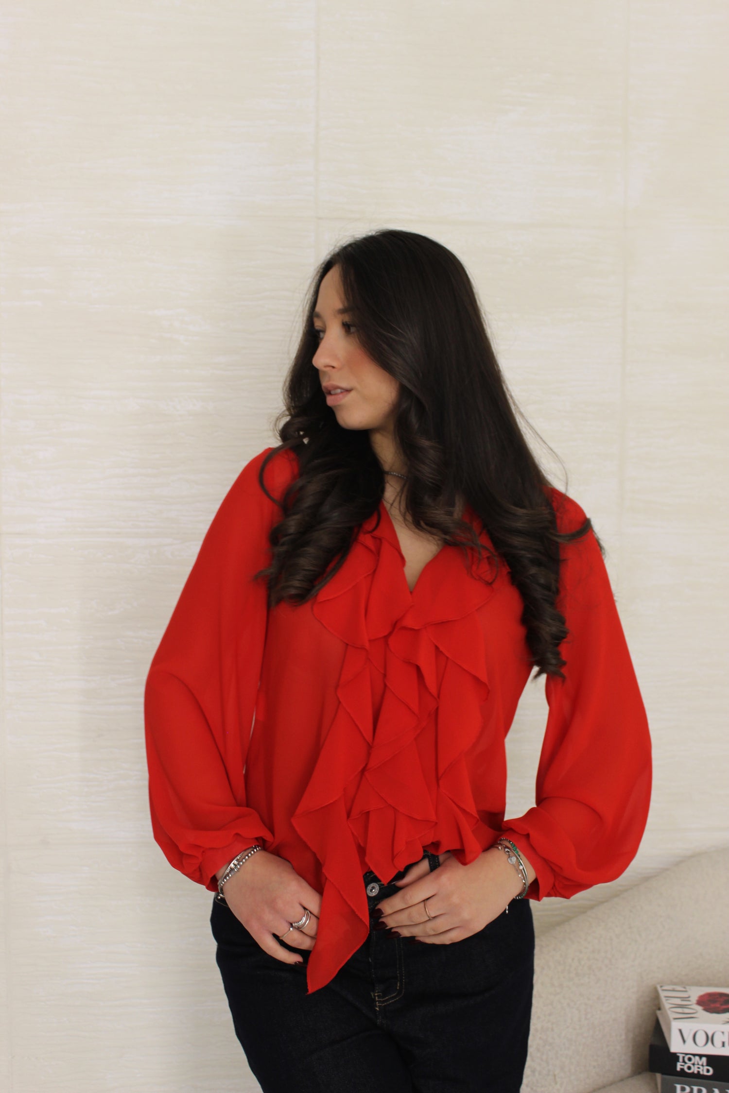 Blusa con rouge Rossa