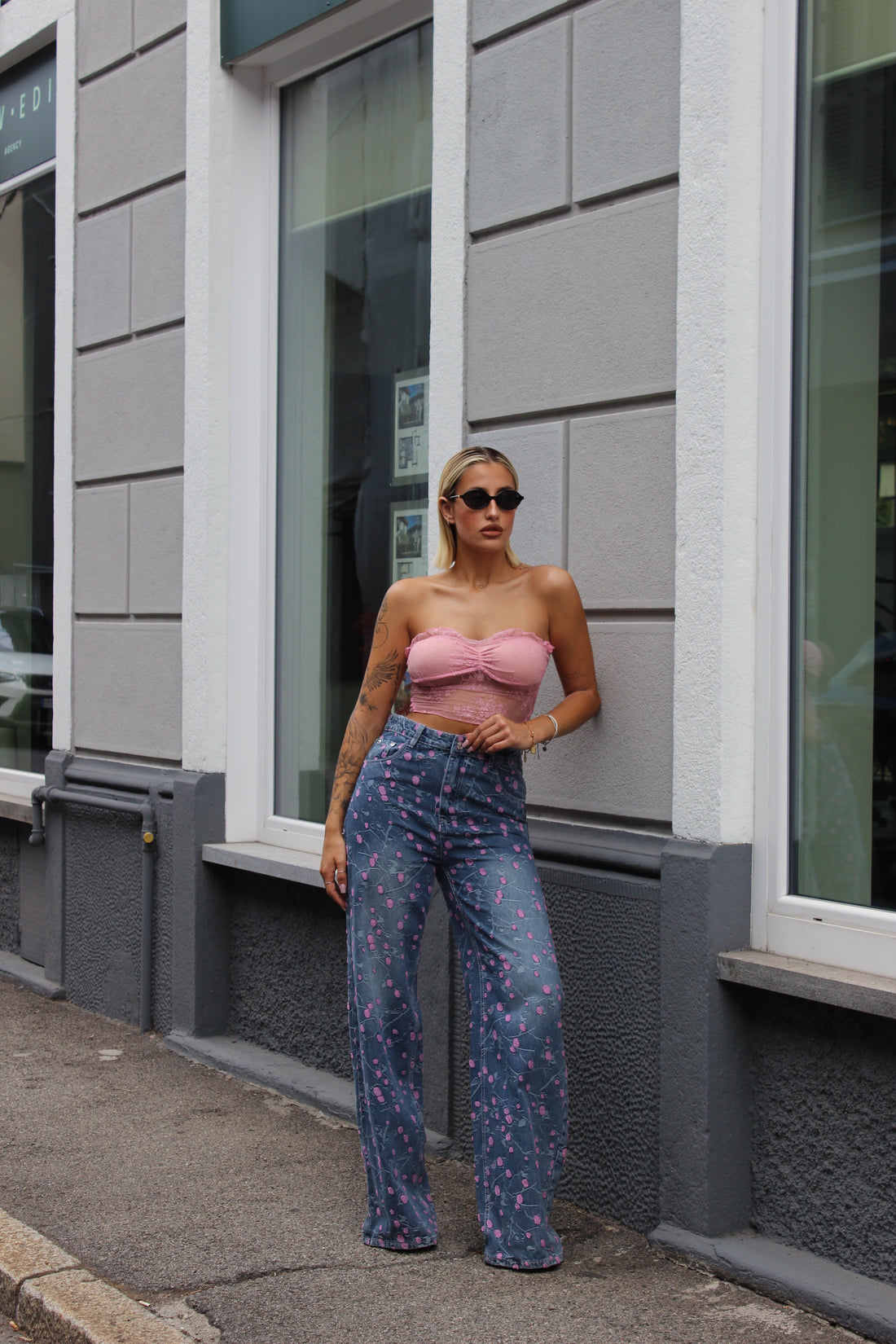 Jeans pois rosa