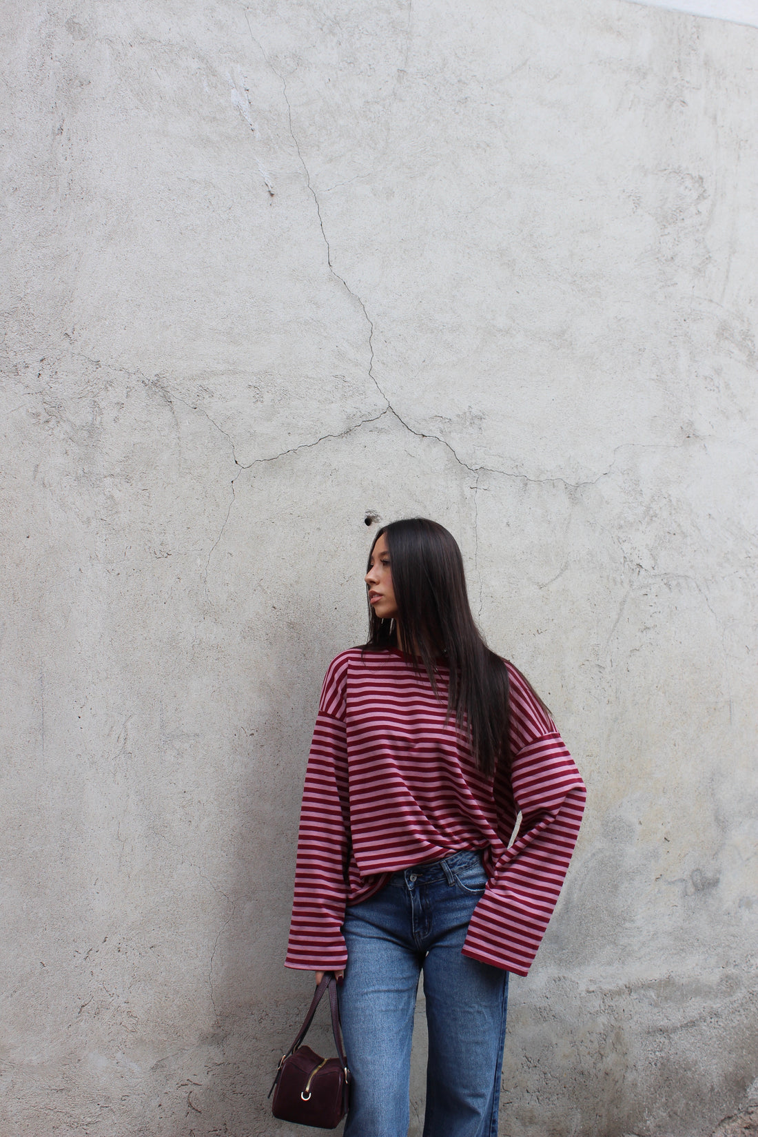 Maglia striped bordeaux