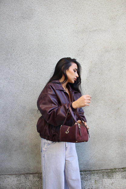 Bomber in ecopelle Nero