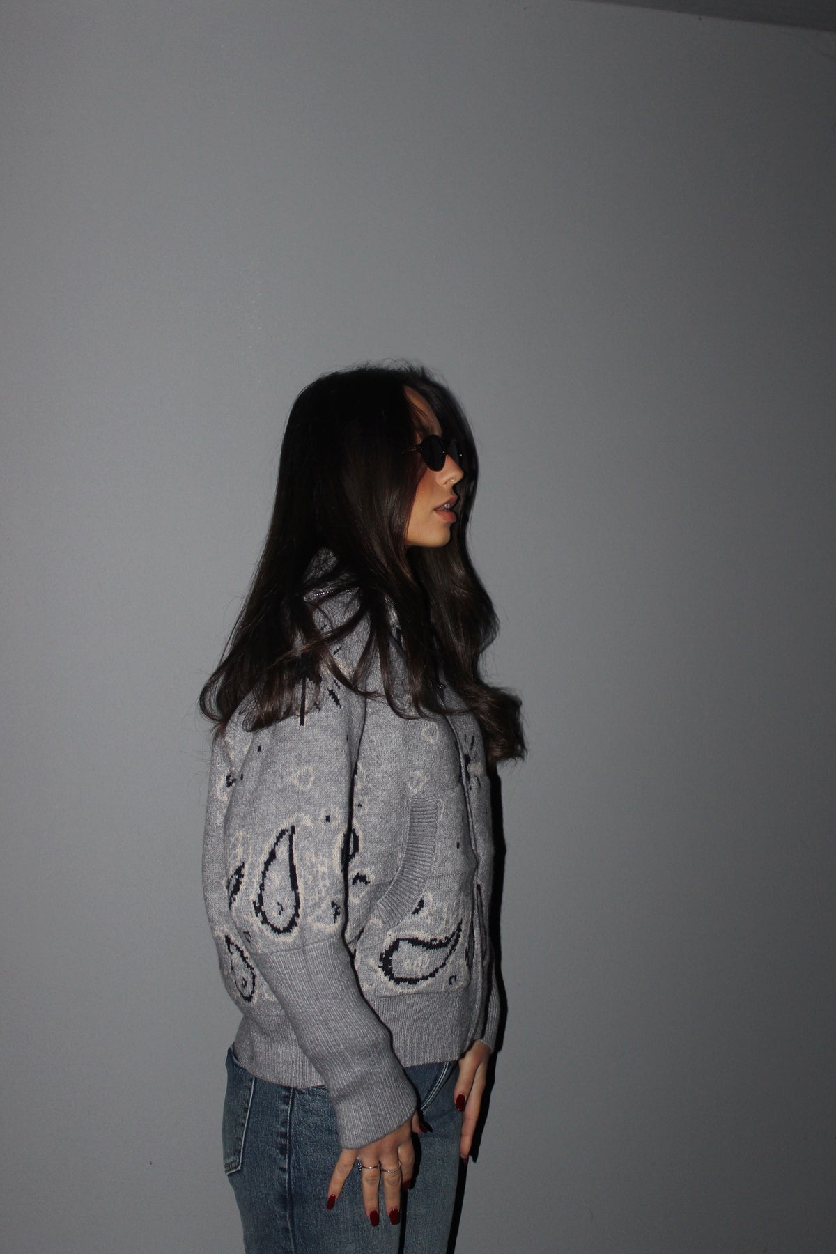 Cardigan Paisley grigio