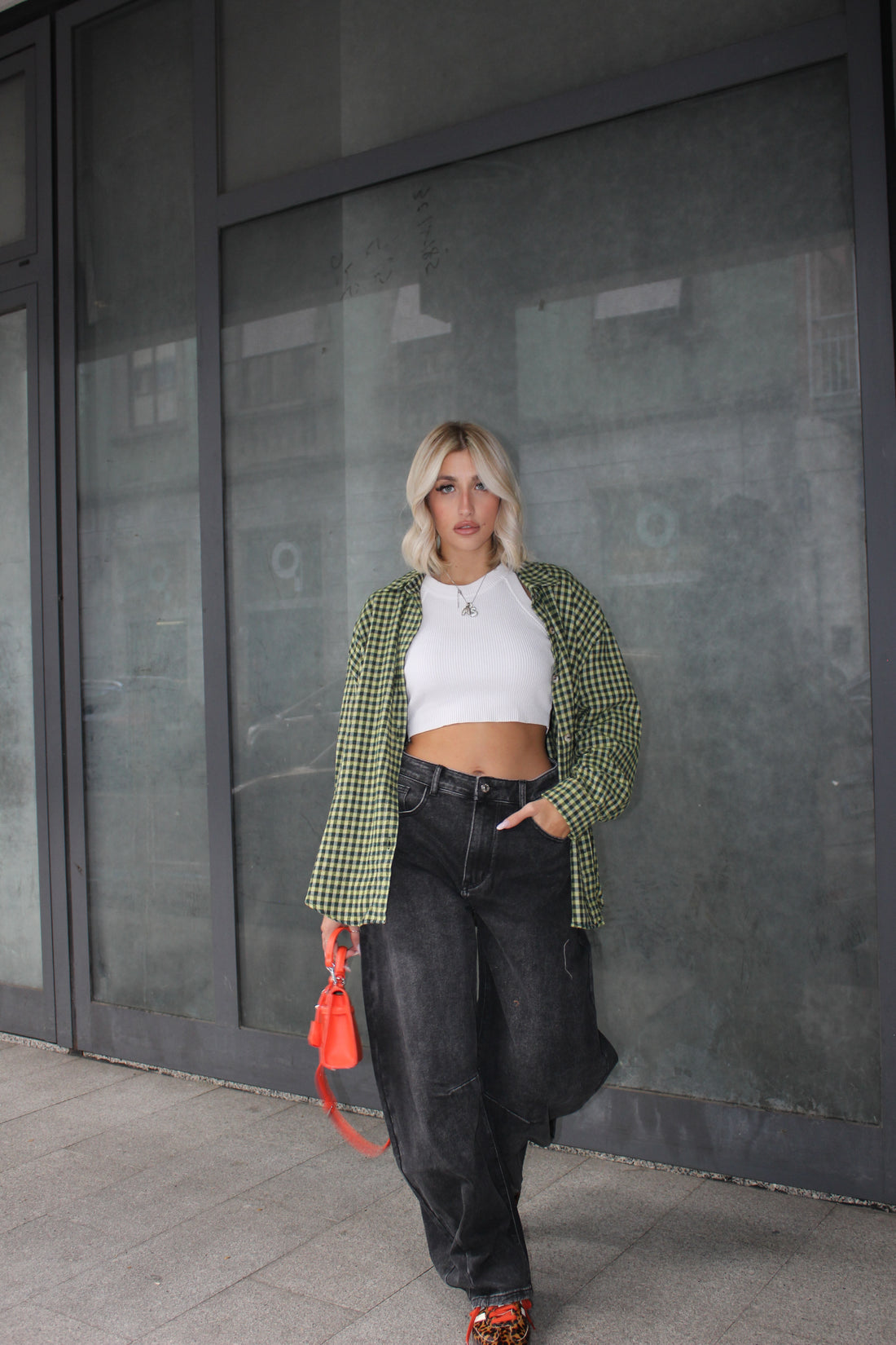 Camicia Check con spallina Verde