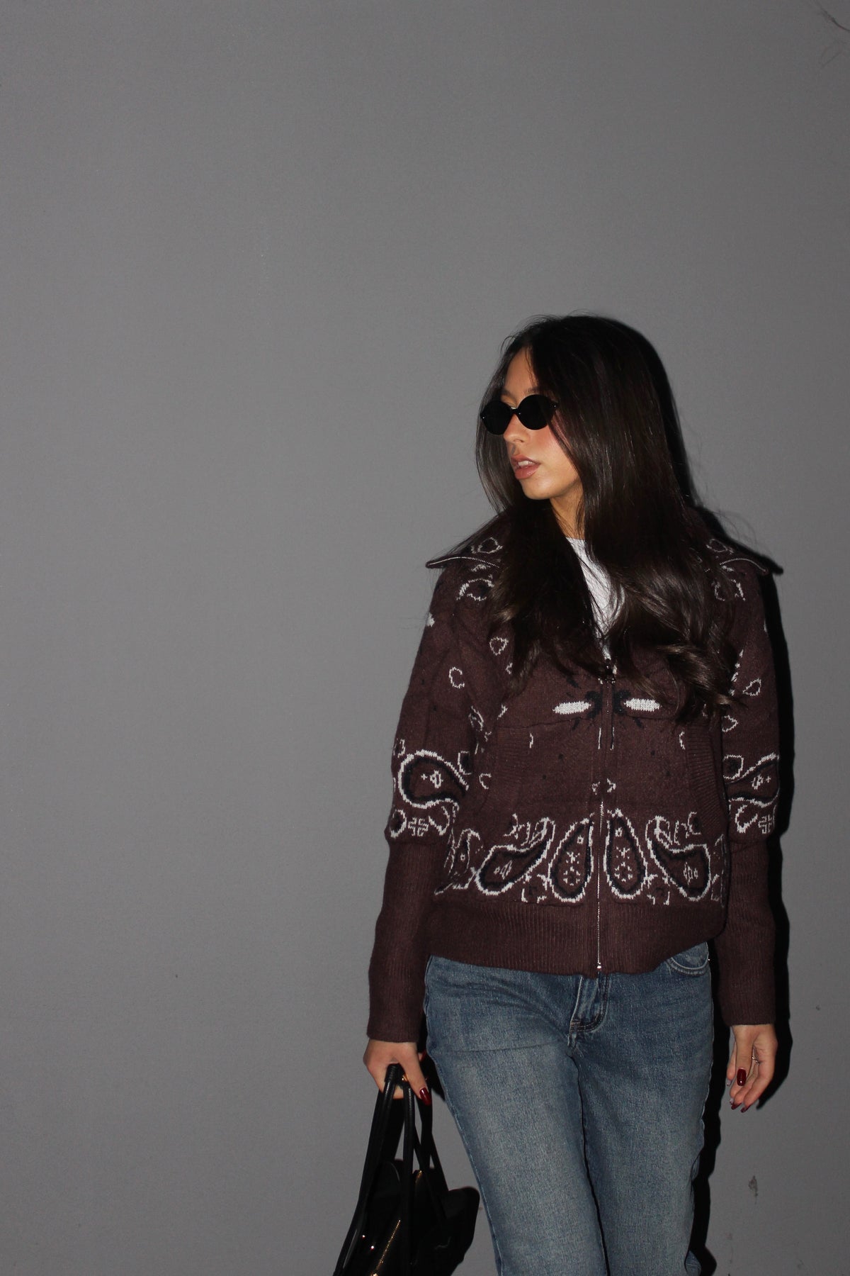 Cardigan Paisley cioccolato