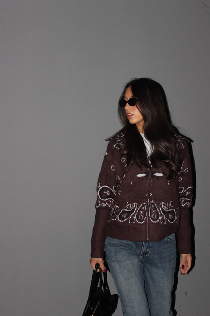 Cardigan Paisley cioccolato