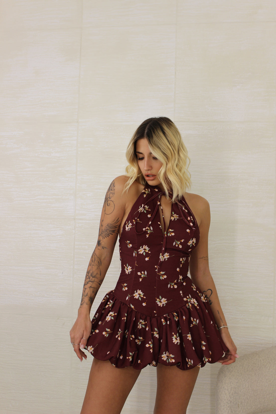 Playsuit Flowers Bordeaux