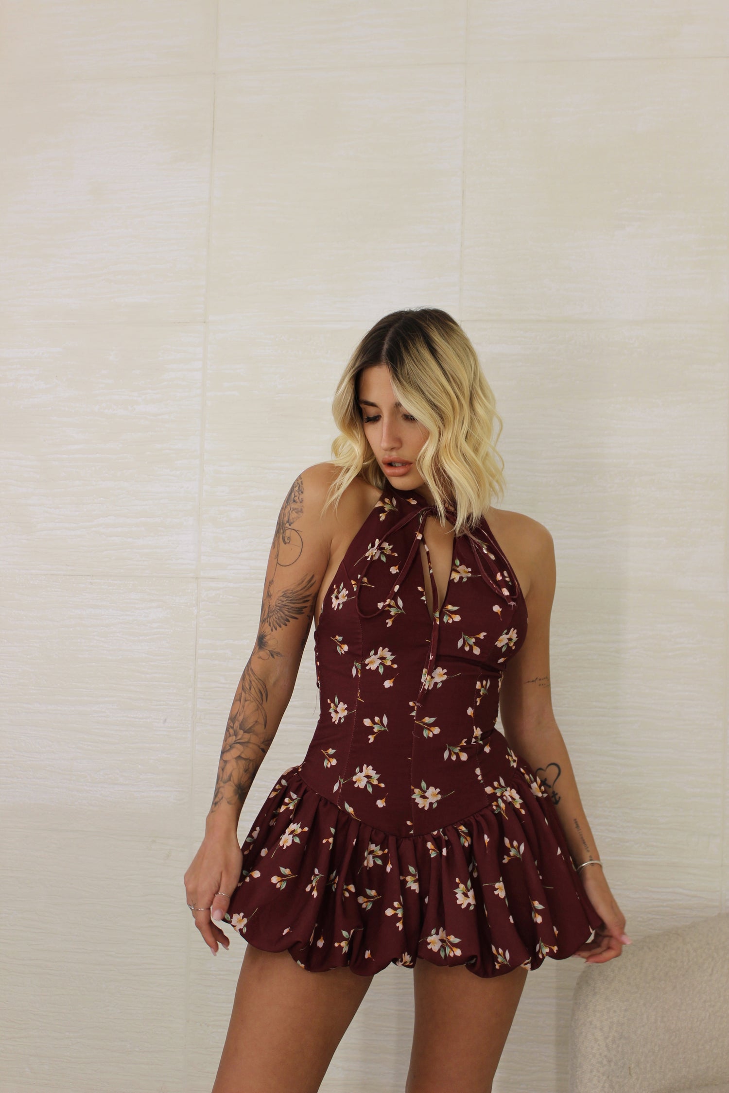 Playsuit Flowers Bordeaux