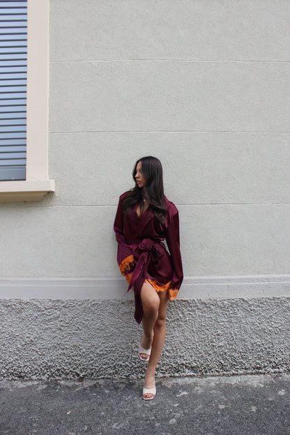 Abito kimono Chantal bordeaux
