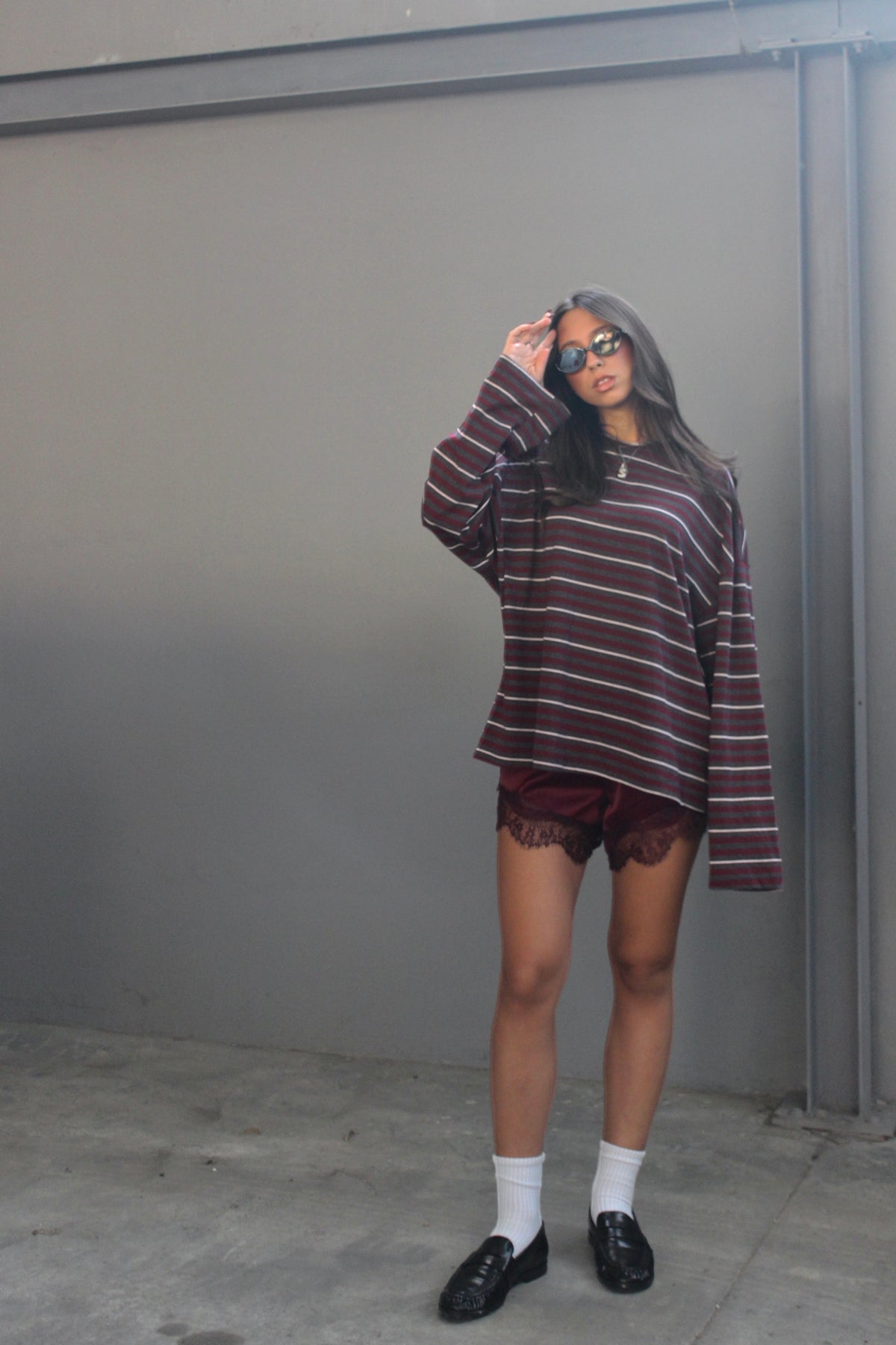 Maglia stripes lumina bordeaux