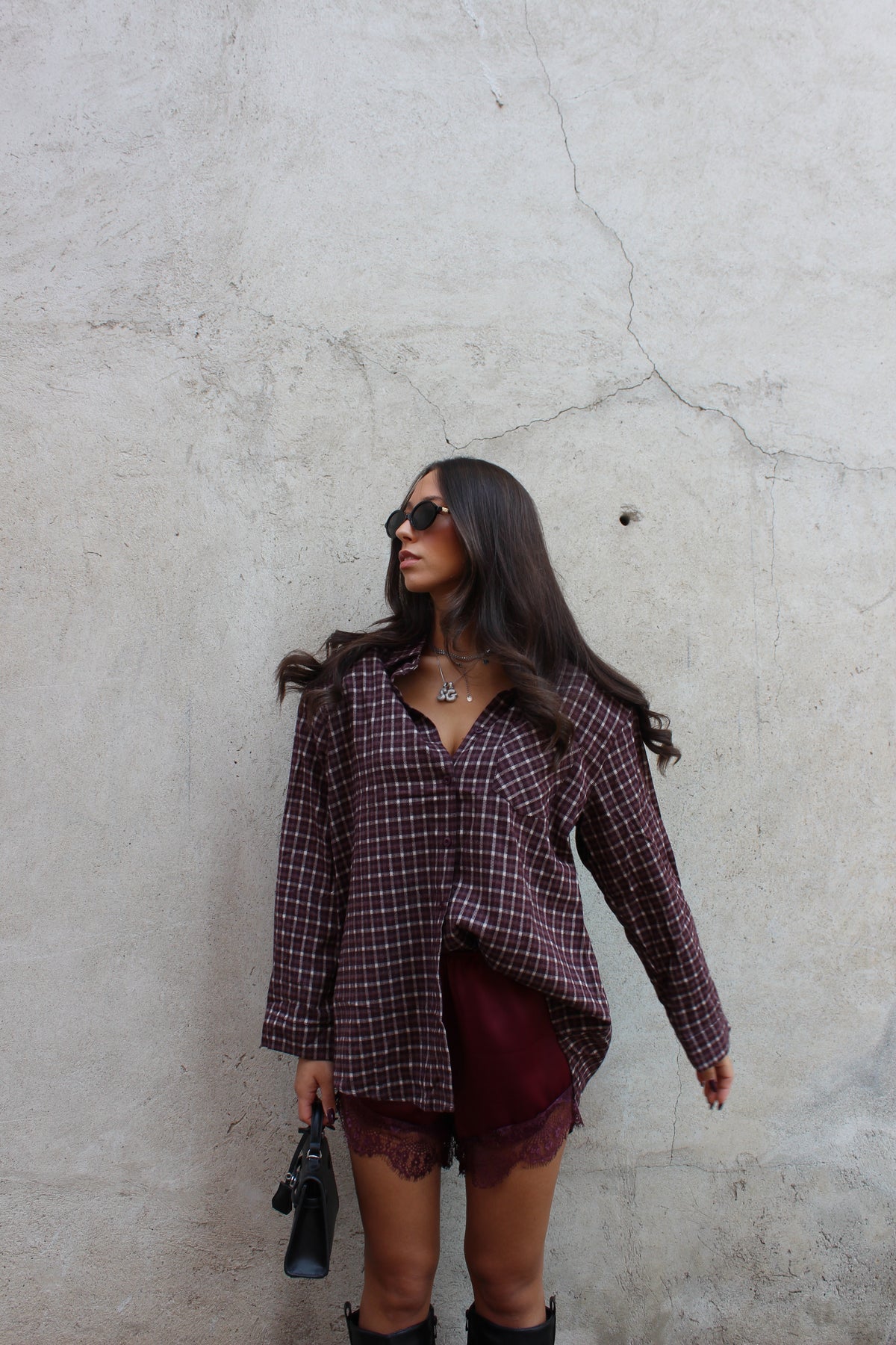 Camicia check bordeaux