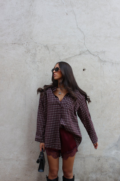 Camicia check bordeaux