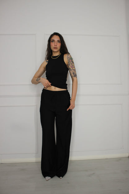 Pantaloni viscosa neri