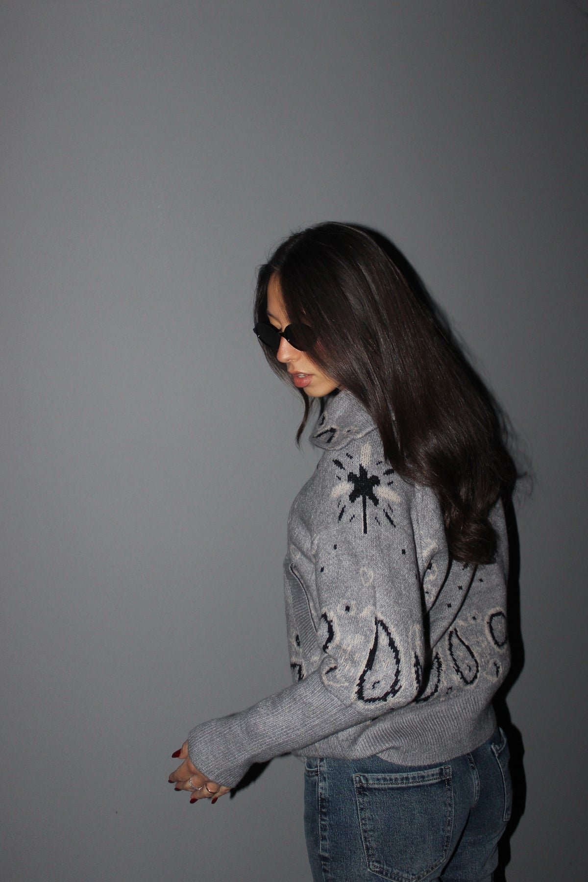Cardigan Paisley grigio