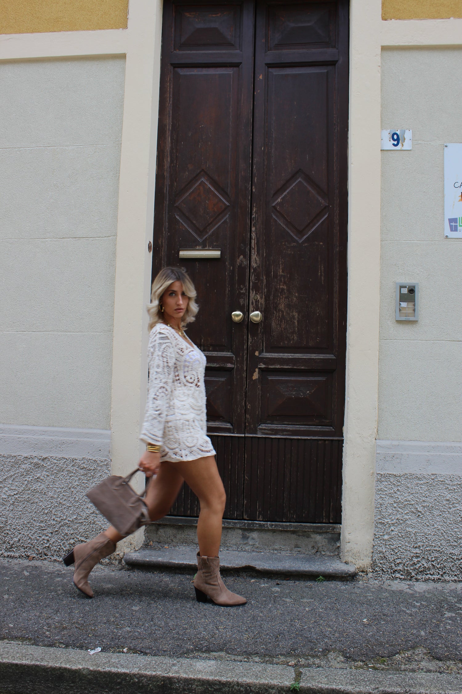 Abito Crochet Beige