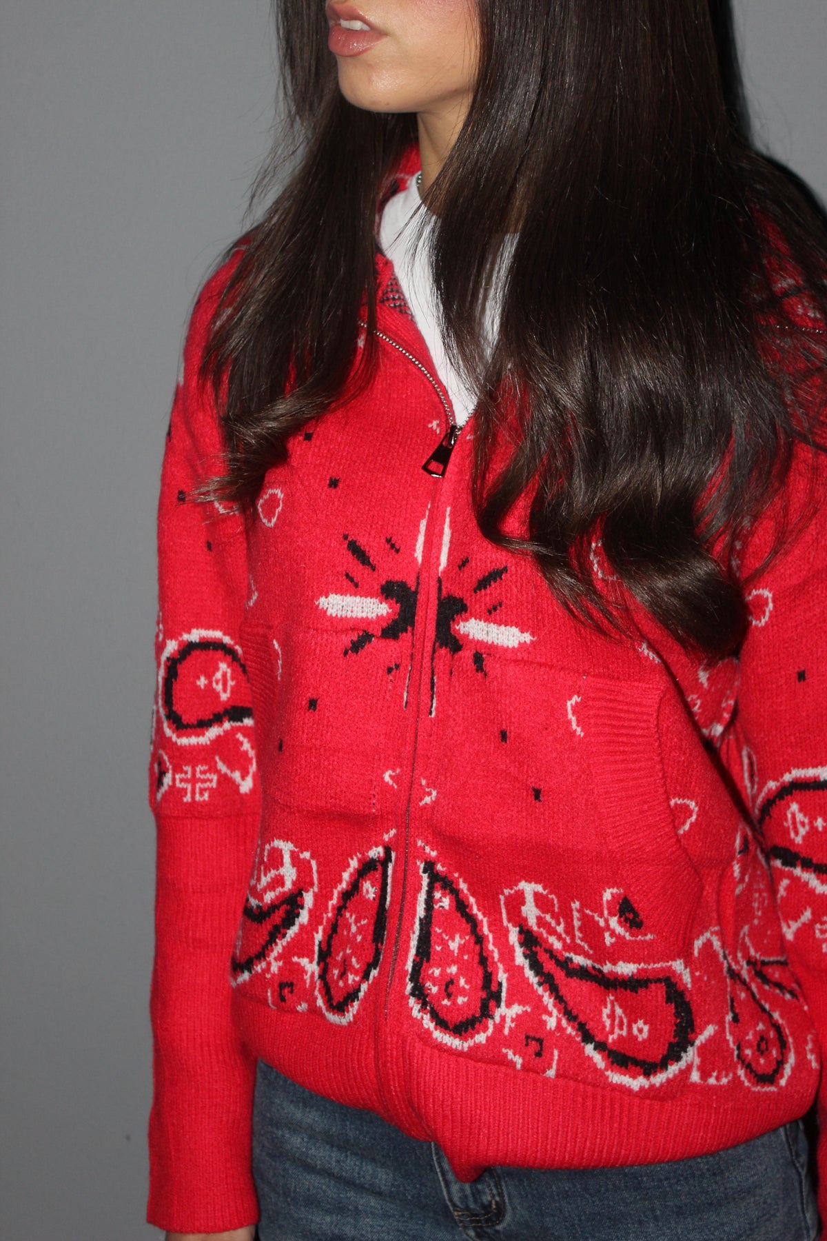 Cardigan Paisley rosso