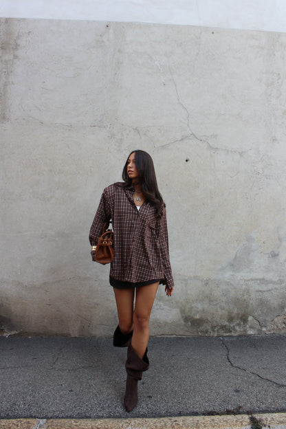 Camicia check cioccolato