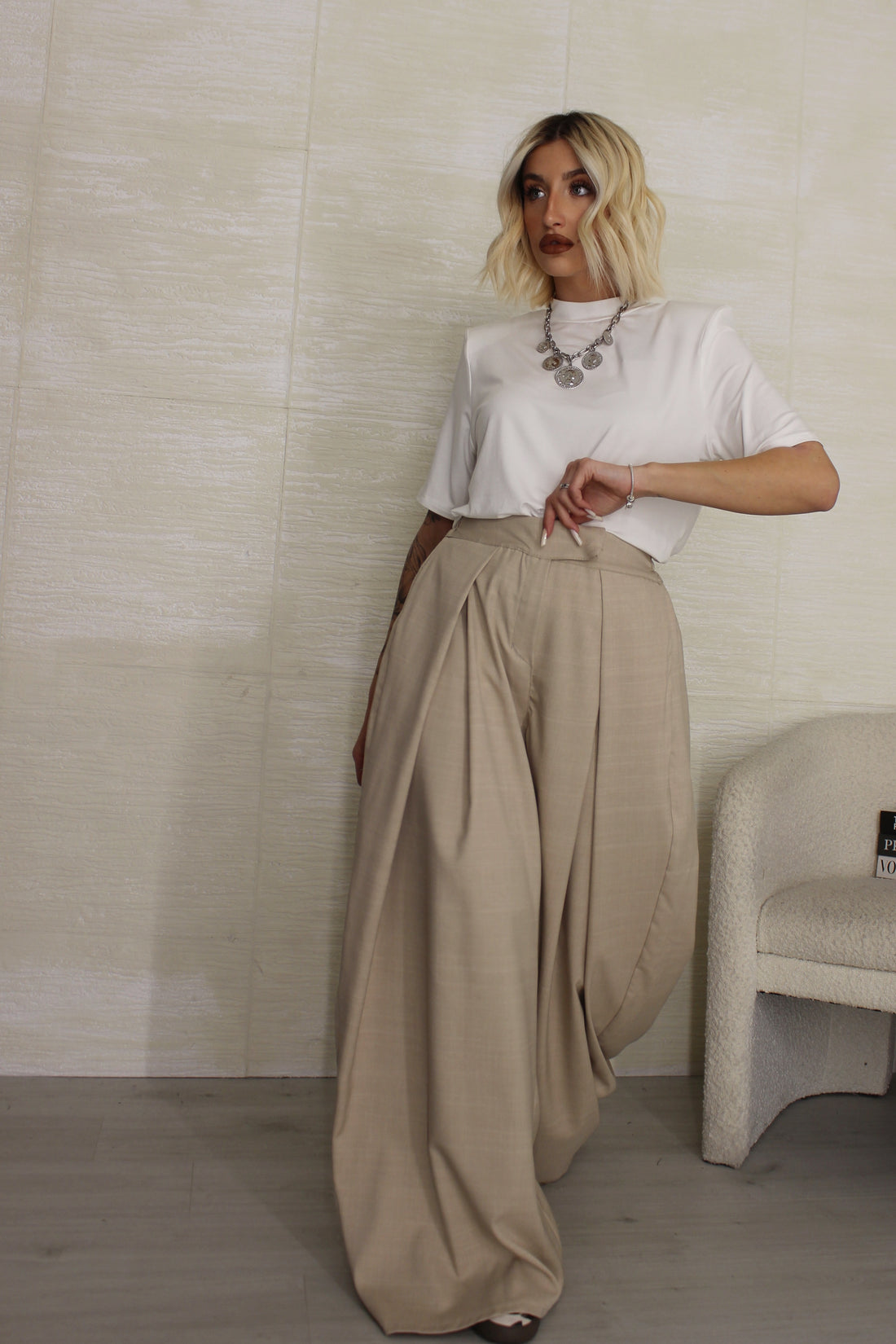Pantalone ampio Beige
