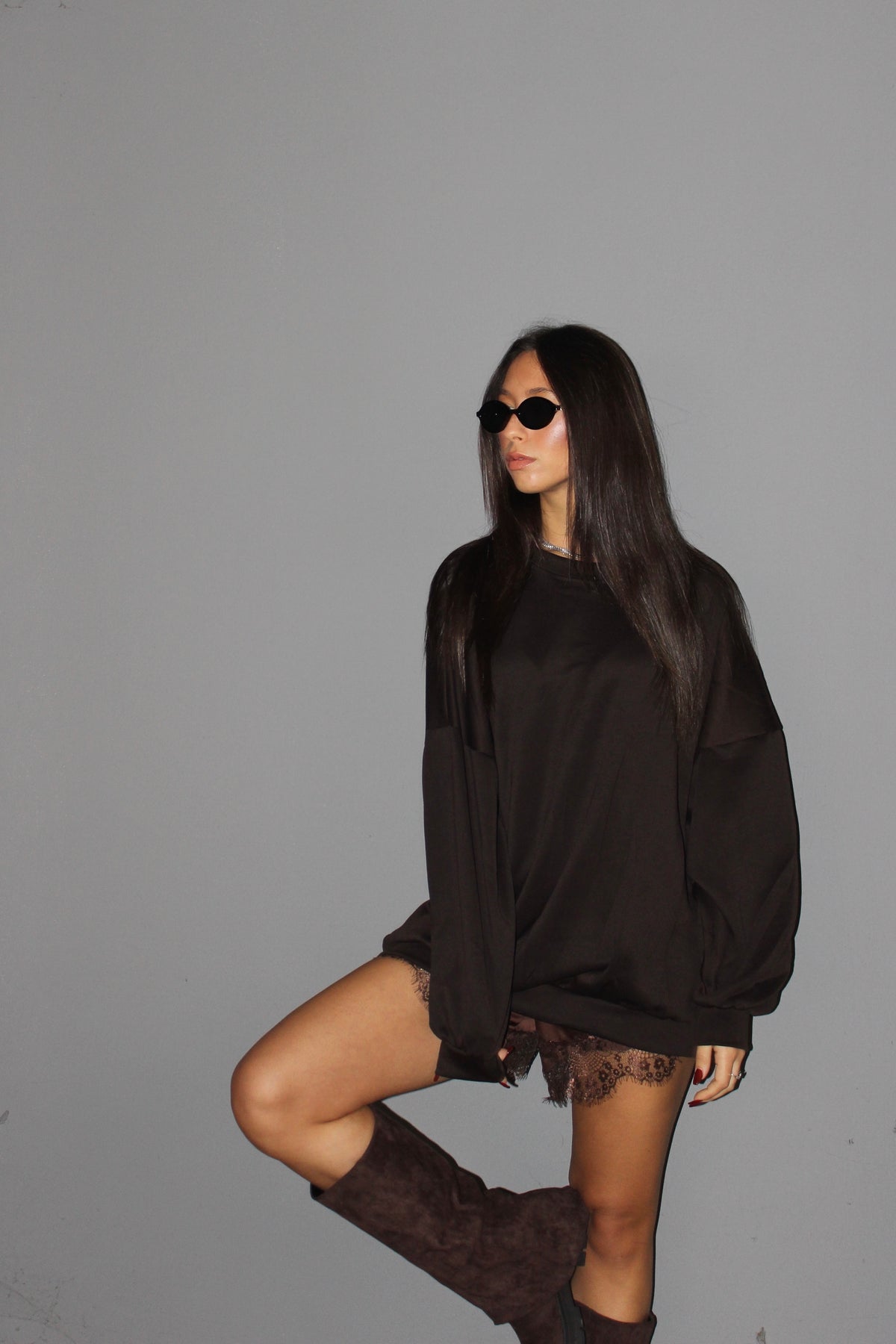 Maxi felpa cut out cioccolato