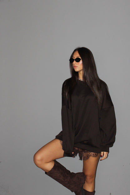 Maxi felpa cut out cioccolato