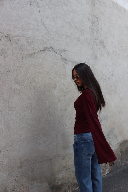 Maglia midi longesleeve bordeaux