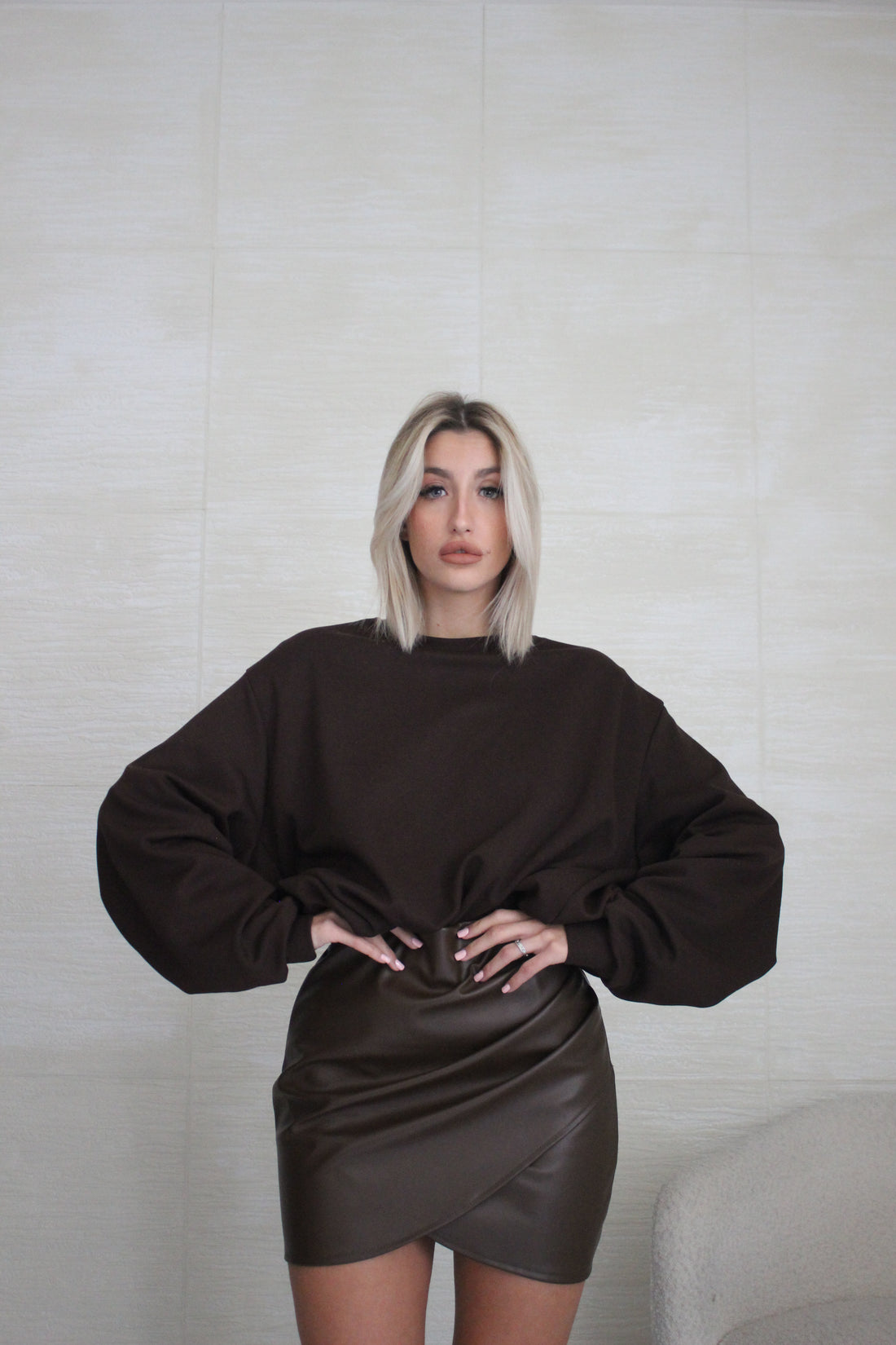 Gonna ecopelle Cioccolato