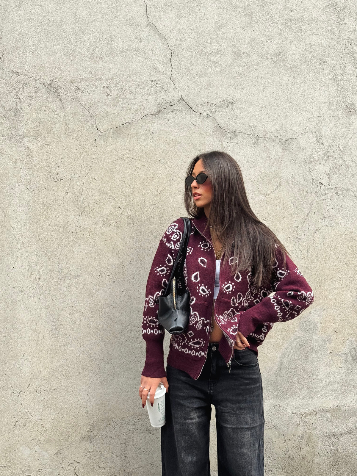 Cardigan Paisley burgundy