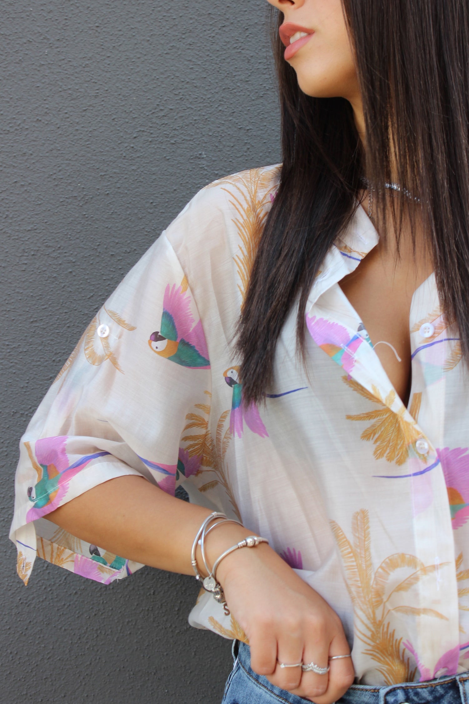 Camicia 100% cotone palms