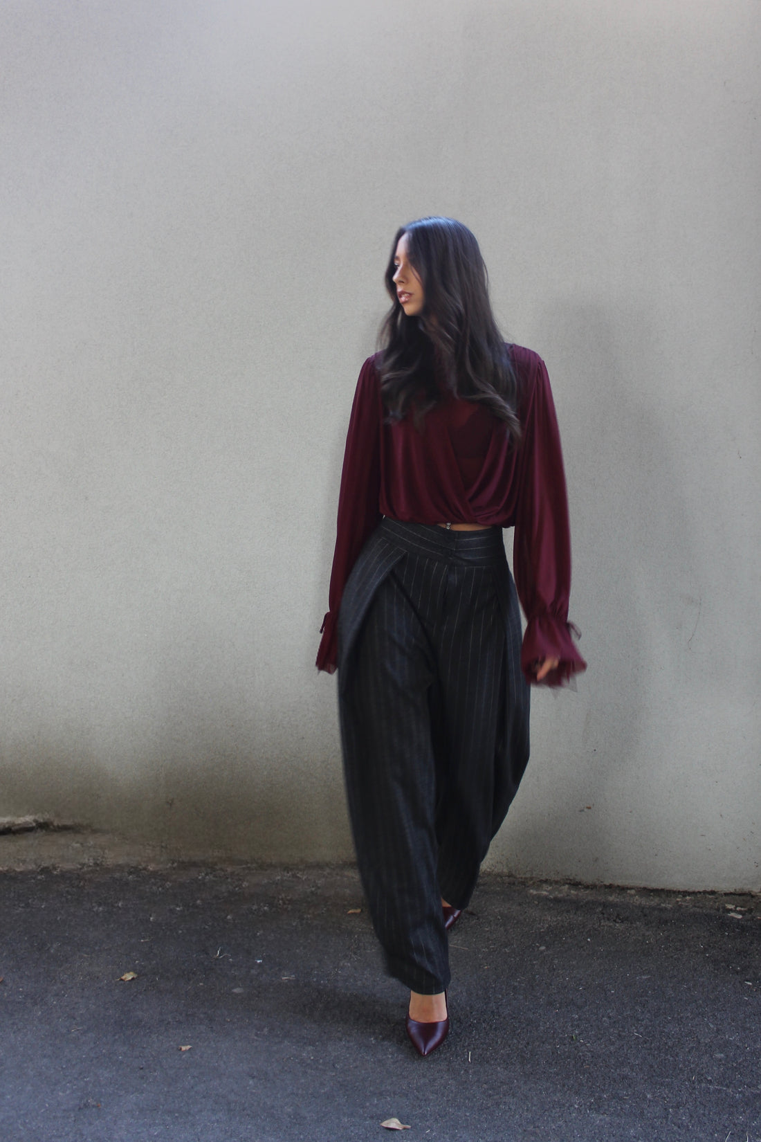 Pantalone tailored barrel grigio