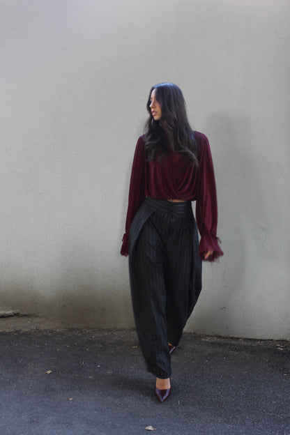 Pantalone tailored barrel grigio