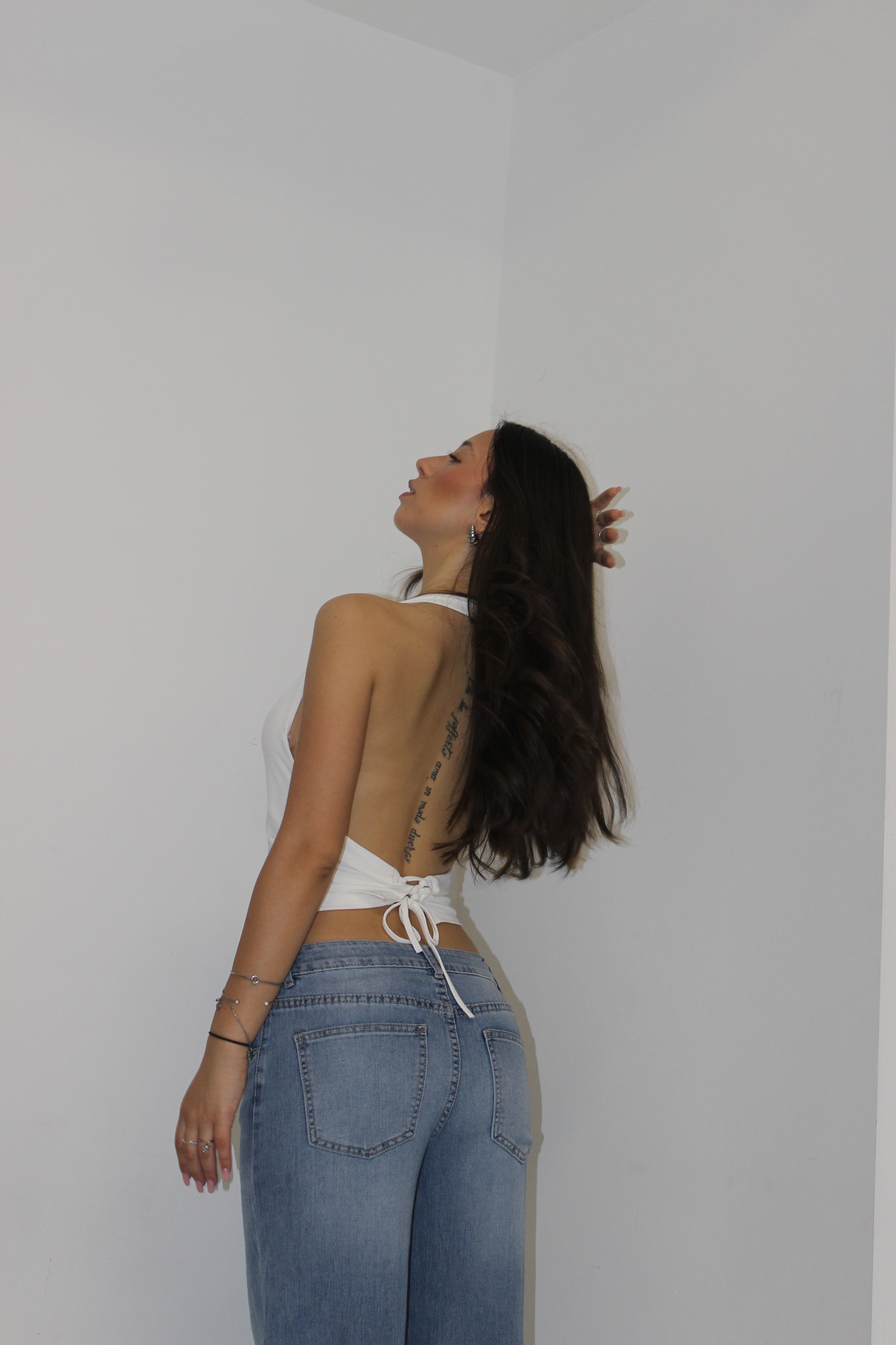 Top stringato Bianco