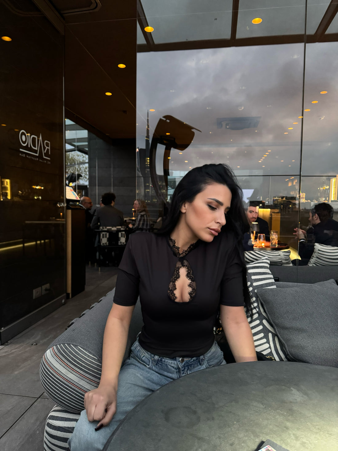 Maglia coreana pizzo Nera