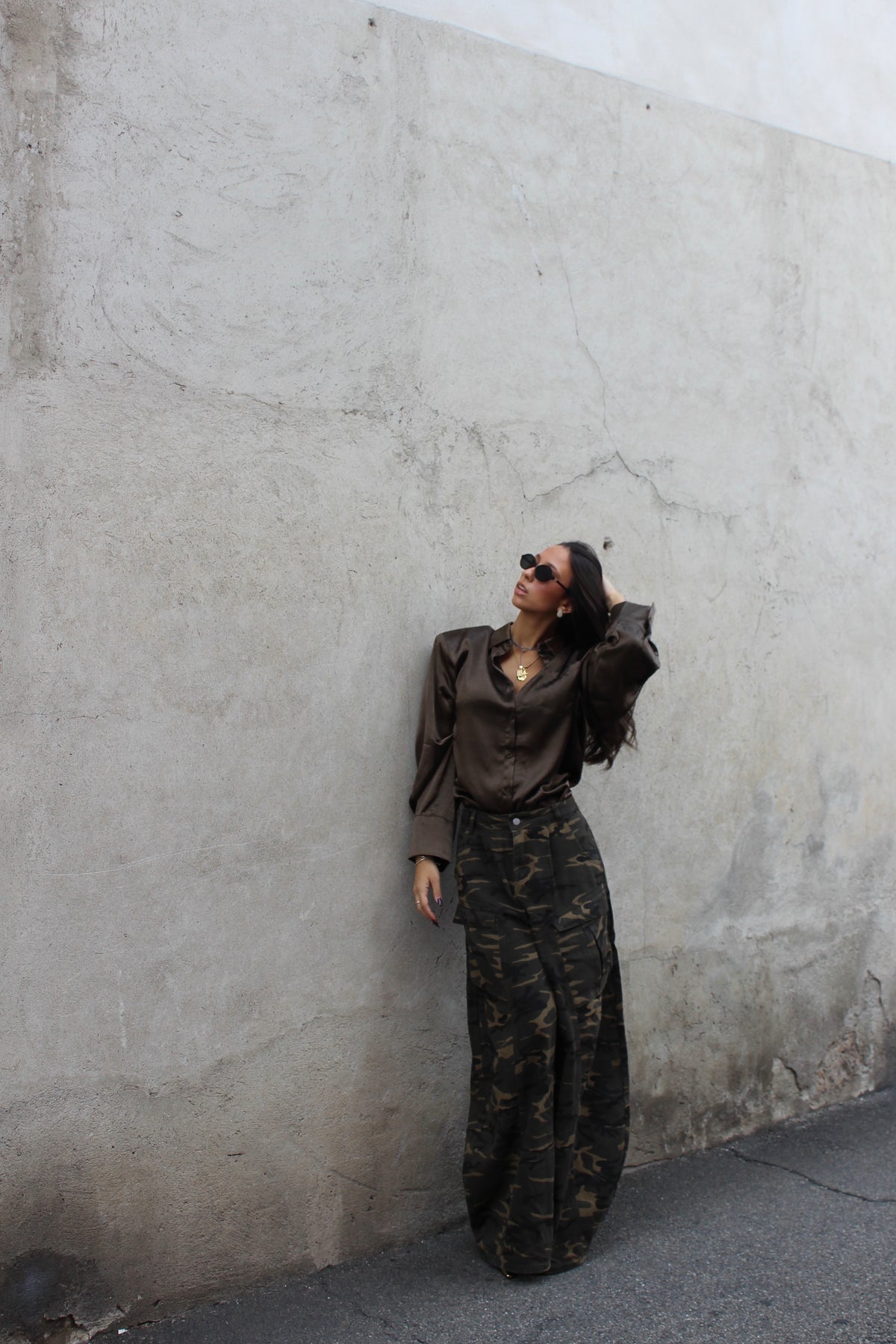 Camicia satin olive