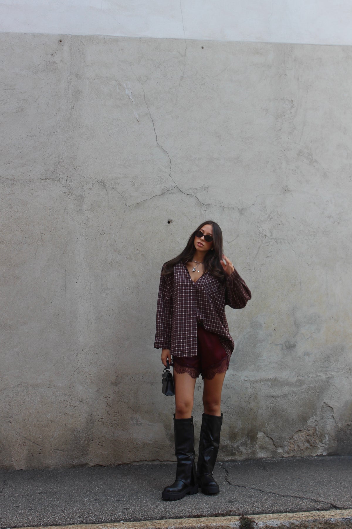 Camicia check bordeaux