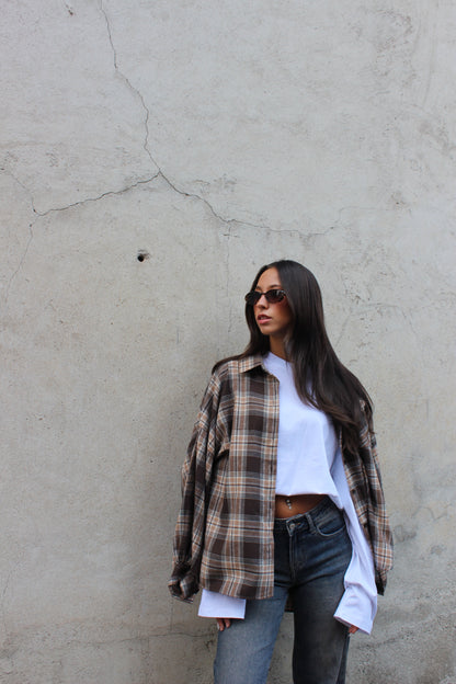 Camicia scozzese beige
