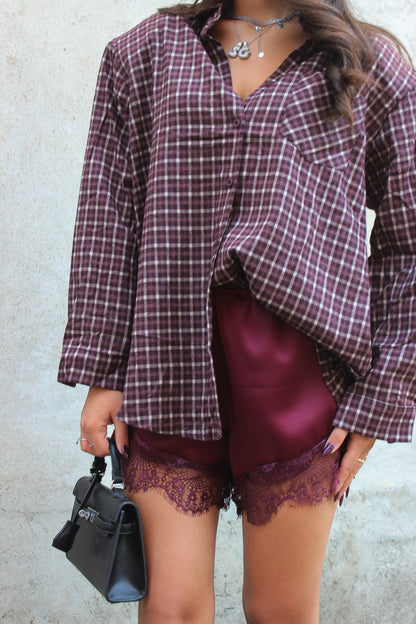 Camicia check bordeaux