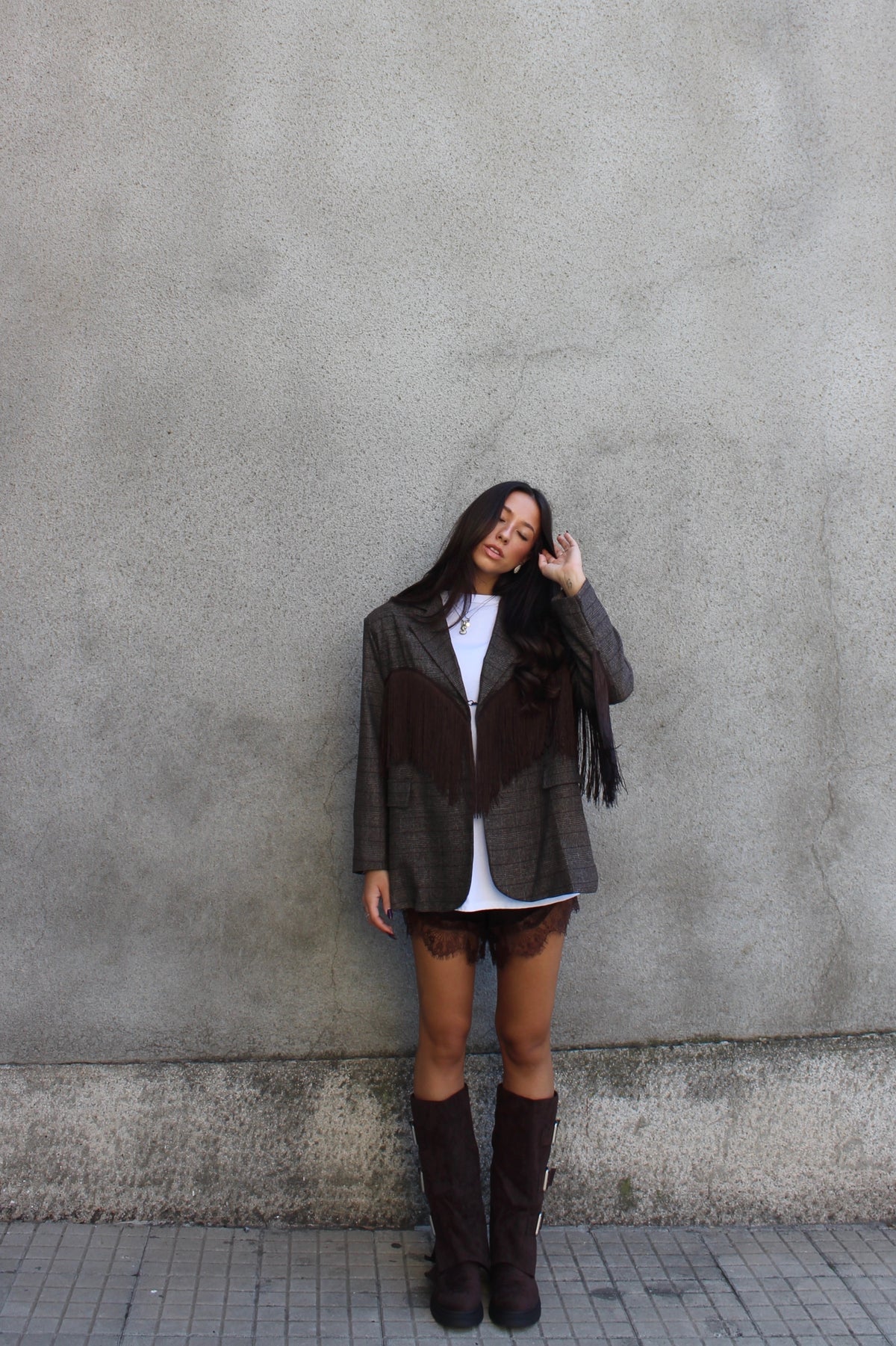 Blazer fringes cioccolato