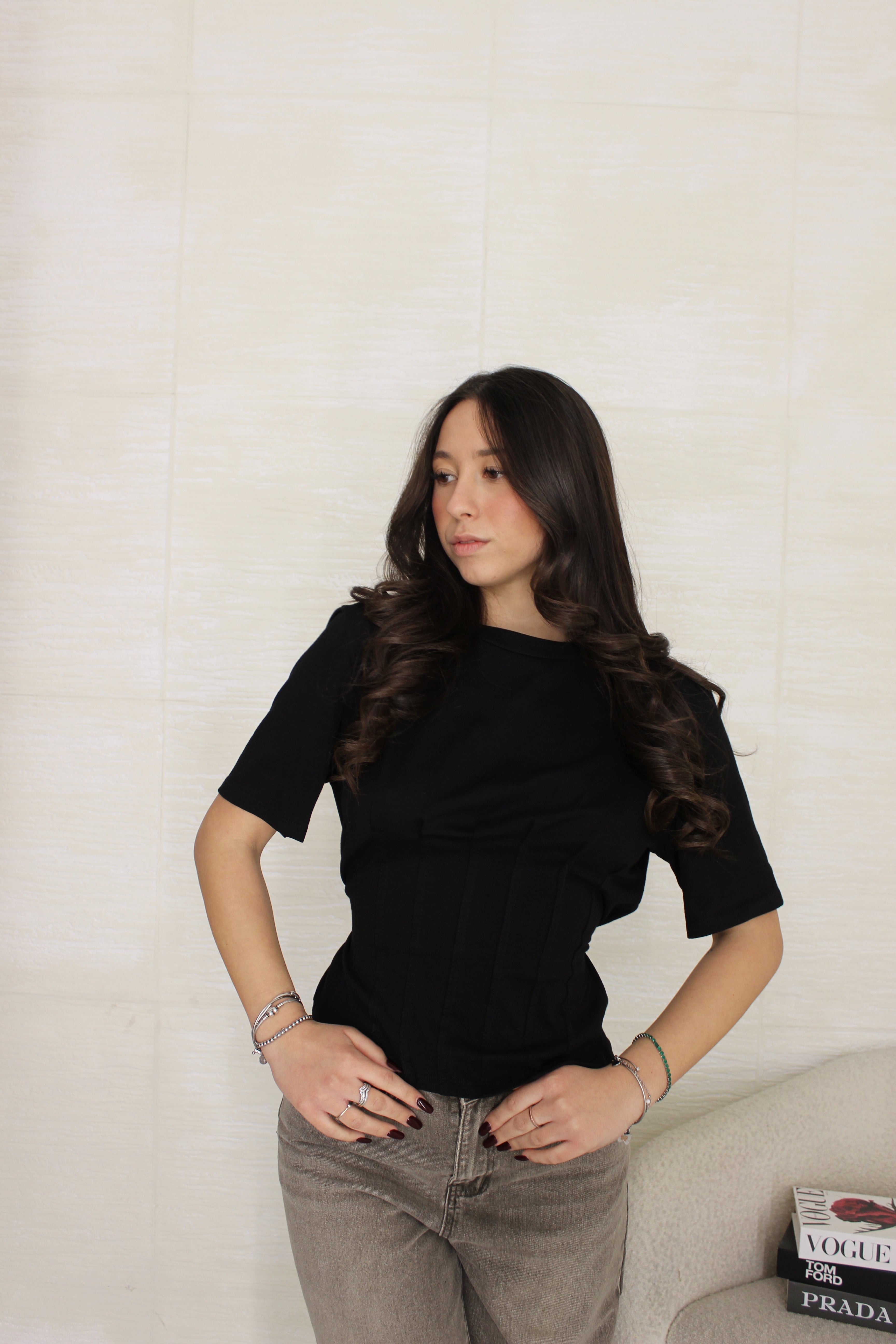 Maglia effetto corsetto Nera