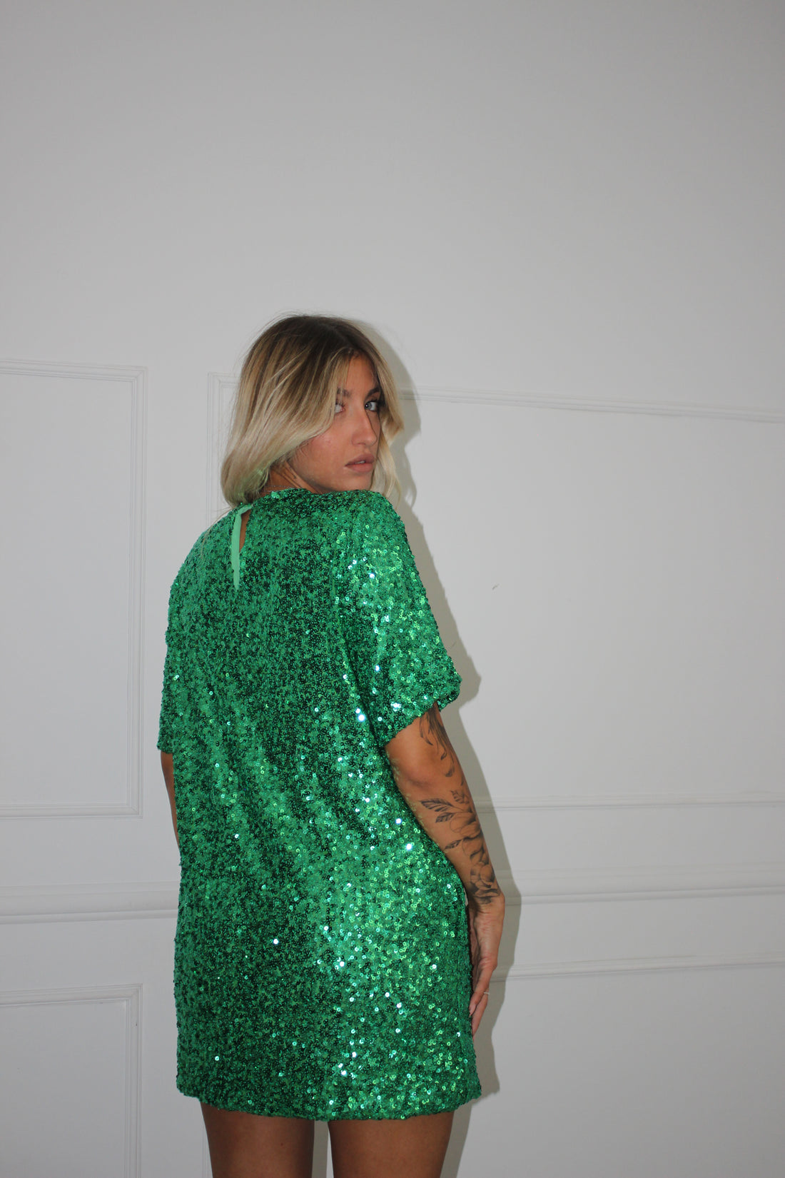 Maxi maglia Lumina Paillettes Verde