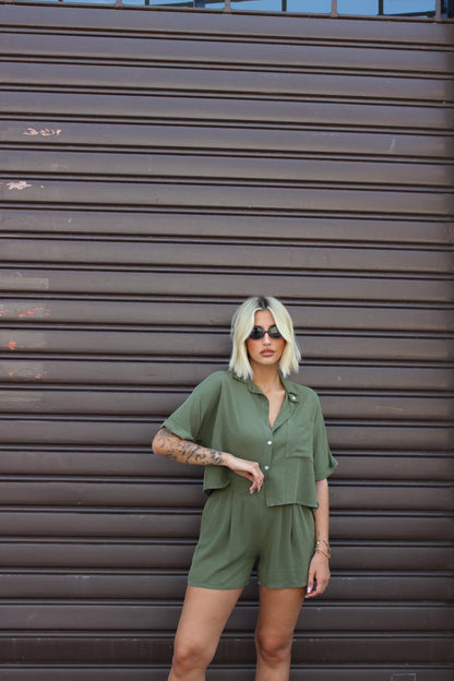 Coordianto blusa crop verdone
