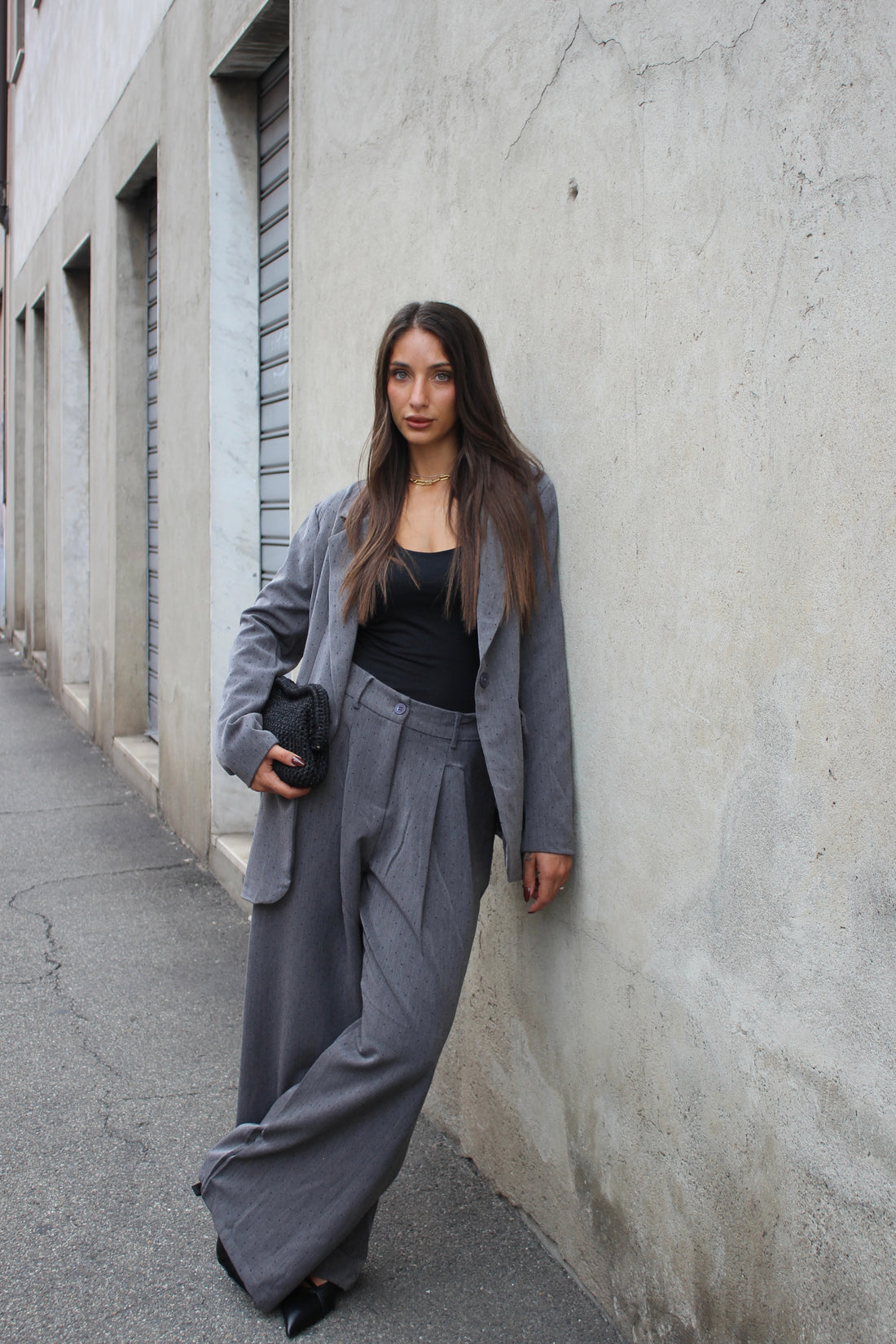 Completo Microstrass Grigio