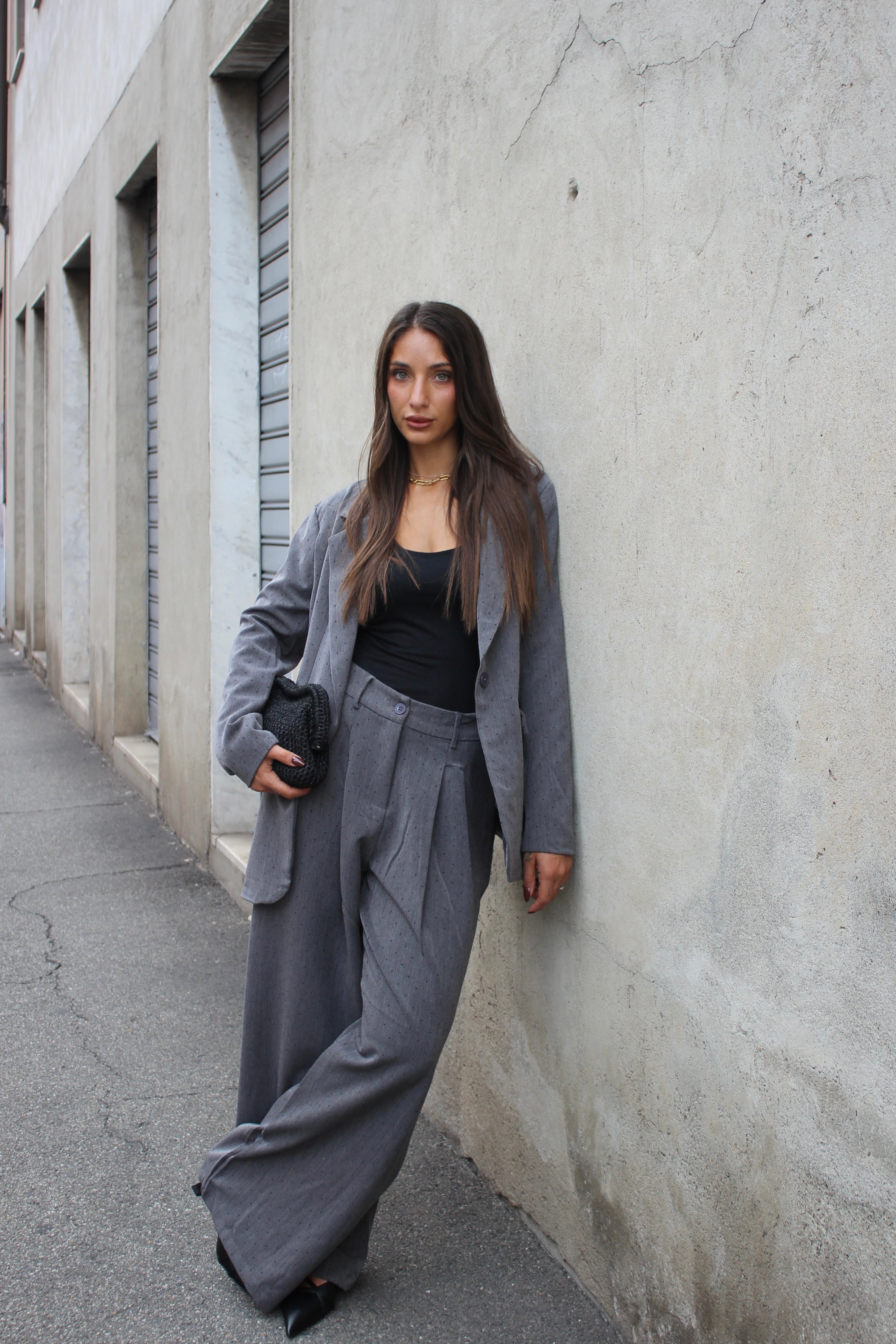 Completo Microstrass Grigio