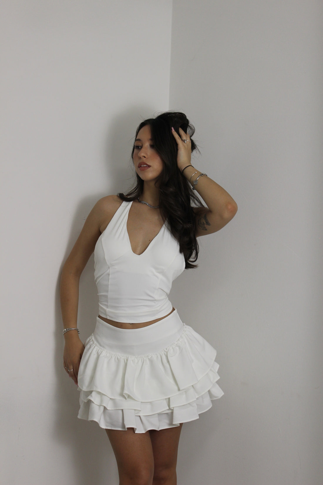 Minigonna Balze Bianco