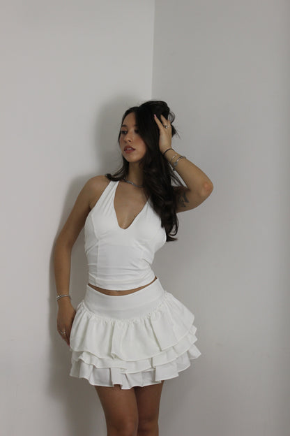 Minigonna Balze Bianco