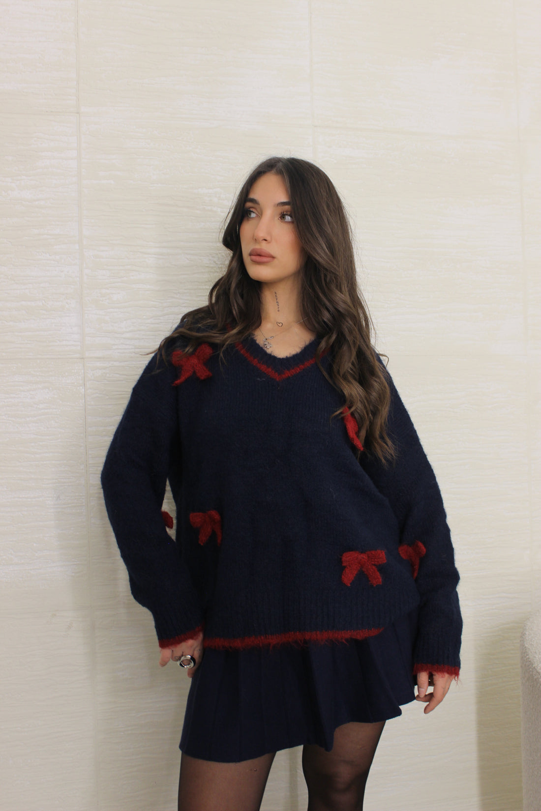 Pull con fiocchi Blu