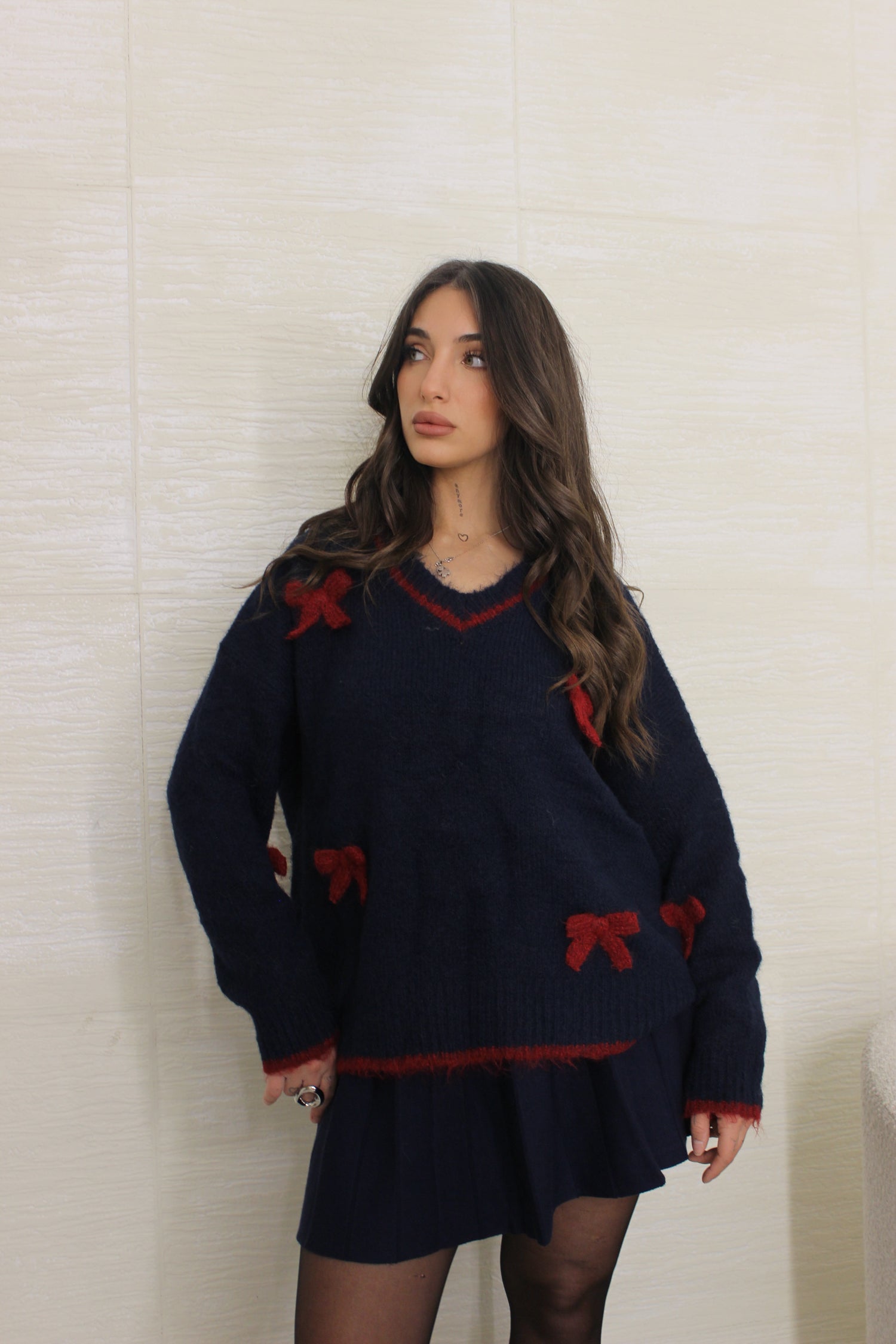 Pull con fiocchi Blu