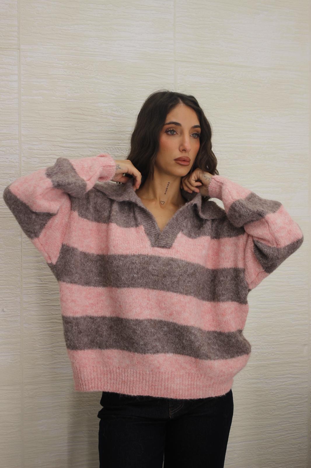 Pull effetto polo rosa